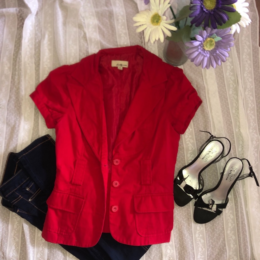 Short Sleeve Red Blazer